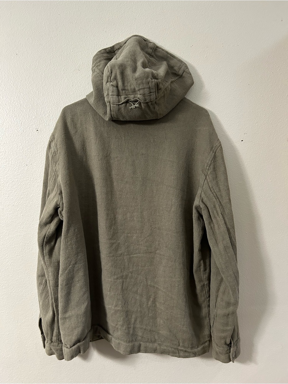 Zara Hooded Full Zip Olive Green Jacket Mens XL Cropped Long Sleeve Pockets - Picture 9 of 12